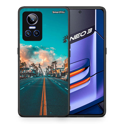 Θήκη Realme GT Neo 3 City Landscape από τη Smartfits με σχέδιο στο πίσω μέρος και μαύρο περίβλημα | Realme GT Neo 3 City Landscape case with colorful back and black bezels