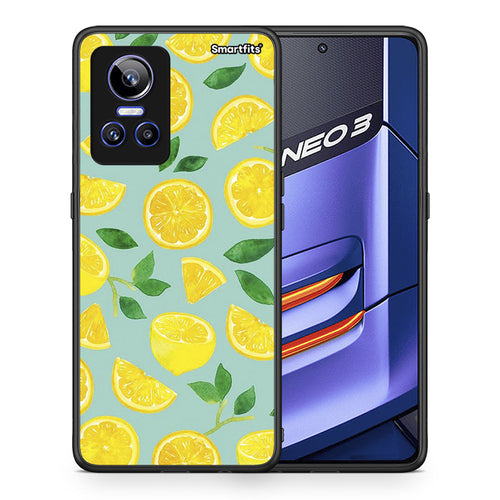 Θήκη Realme GT Neo 3 Lemons από τη Smartfits με σχέδιο στο πίσω μέρος και μαύρο περίβλημα | Realme GT Neo 3 Lemons case with colorful back and black bezels