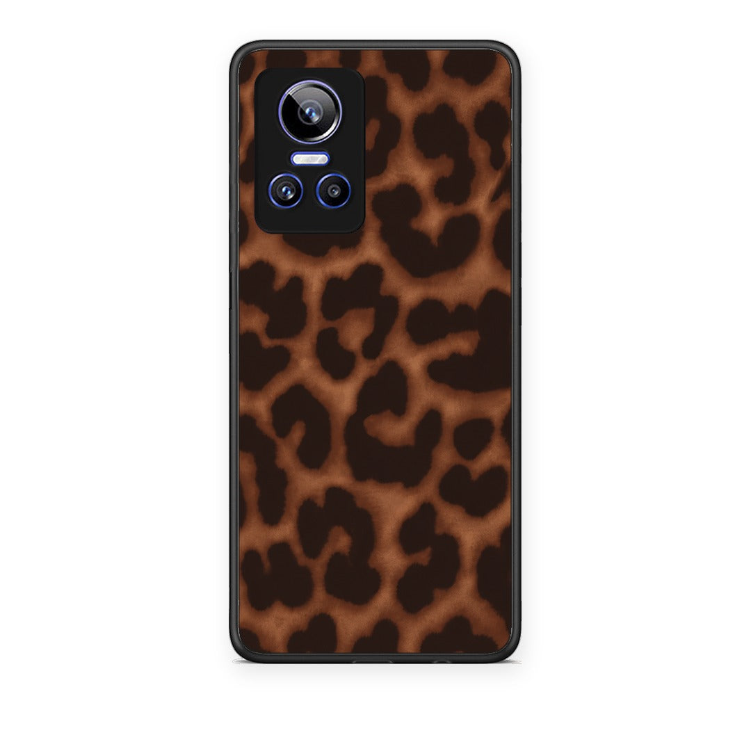 Θήκη Realme GT Neo 3 Leopard Print Dark Brown από τη Smartfits με σχέδιο στο πίσω μέρος και μαύρο περίβλημα | Realme GT Neo 3 Leopard Print Dark Brown case with colorful back and black bezels