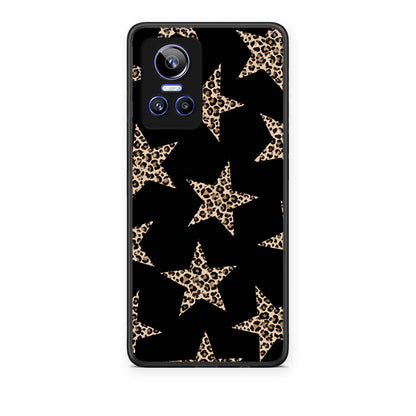 Θήκη Realme GT Neo 3 Leopard Stars on Black από τη Smartfits με σχέδιο στο πίσω μέρος και μαύρο περίβλημα | Realme GT Neo 3 Leopard Stars on Black case with colorful back and black bezels