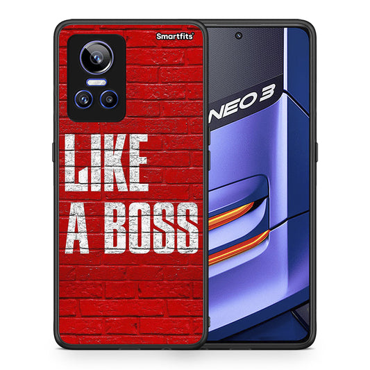 Θήκη Realme GT Neo 3 Like A Boss από τη Smartfits με σχέδιο στο πίσω μέρος και μαύρο περίβλημα | Realme GT Neo 3 Like A Boss case with colorful back and black bezels