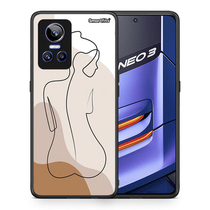 Θήκη Realme GT Neo 3 LineArt Woman από τη Smartfits με σχέδιο στο πίσω μέρος και μαύρο περίβλημα | Realme GT Neo 3 LineArt Woman case with colorful back and black bezels
