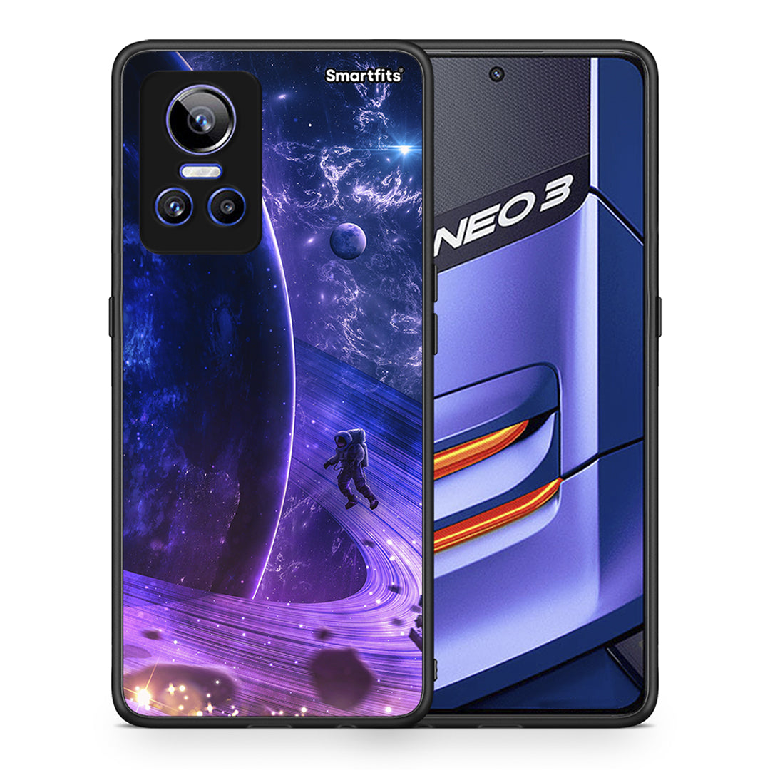 Θήκη Realme GT Neo 3 Lost Astronaut από τη Smartfits με σχέδιο στο πίσω μέρος και μαύρο περίβλημα | Realme GT Neo 3 Lost Astronaut case with colorful back and black bezels