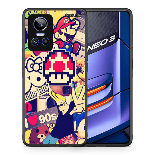 Θήκη Realme GT Neo 3 Love The 90s από τη Smartfits με σχέδιο στο πίσω μέρος και μαύρο περίβλημα | Realme GT Neo 3 Love The 90s case with colorful back and black bezels