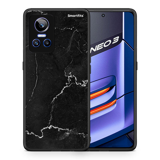 Θήκη Realme GT Neo 3 Marble Black από τη Smartfits με σχέδιο στο πίσω μέρος και μαύρο περίβλημα | Realme GT Neo 3 Marble Black case with colorful back and black bezels