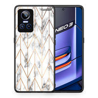 Thumbnail for Θήκη Realme GT Neo 3 Gold Geometric Marble από τη Smartfits με σχέδιο στο πίσω μέρος και μαύρο περίβλημα | Realme GT Neo 3 Gold Geometric Marble case with colorful back and black bezels