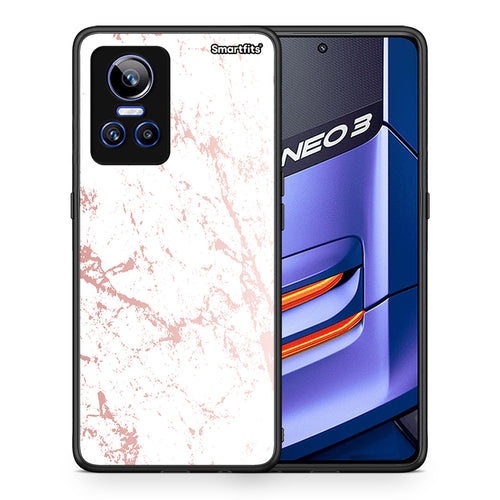 Θήκη Realme GT Neo 3 Pink Splash Marble από τη Smartfits με σχέδιο στο πίσω μέρος και μαύρο περίβλημα | Realme GT Neo 3 Pink Splash Marble case with colorful back and black bezels