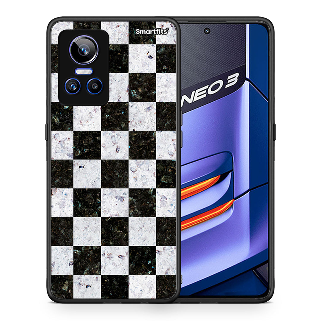Θήκη Realme GT Neo 3 Square Geometric Marble από τη Smartfits με σχέδιο στο πίσω μέρος και μαύρο περίβλημα | Realme GT Neo 3 Square Geometric Marble case with colorful back and black bezels