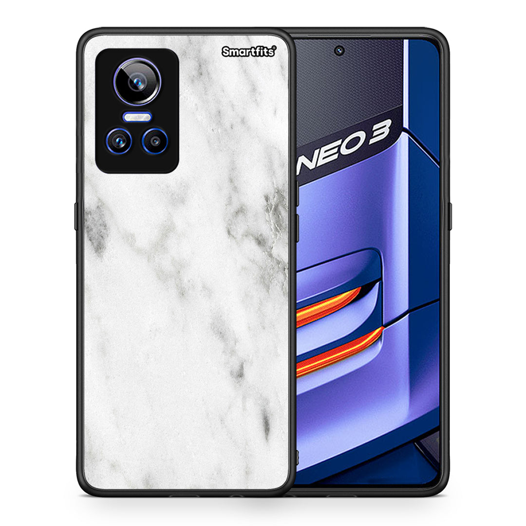 Θήκη Realme GT Neo 3 White Marble από τη Smartfits με σχέδιο στο πίσω μέρος και μαύρο περίβλημα | Realme GT Neo 3 White Marble case with colorful back and black bezels