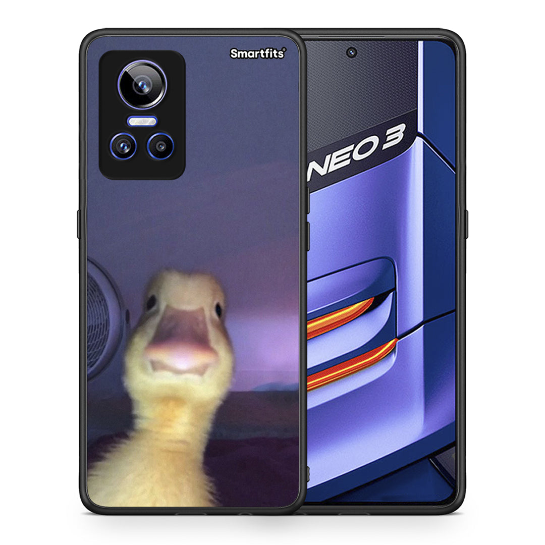 Θήκη Realme GT Neo 3 Meme Duck από τη Smartfits με σχέδιο στο πίσω μέρος και μαύρο περίβλημα | Realme GT Neo 3 Meme Duck case with colorful back and black bezels