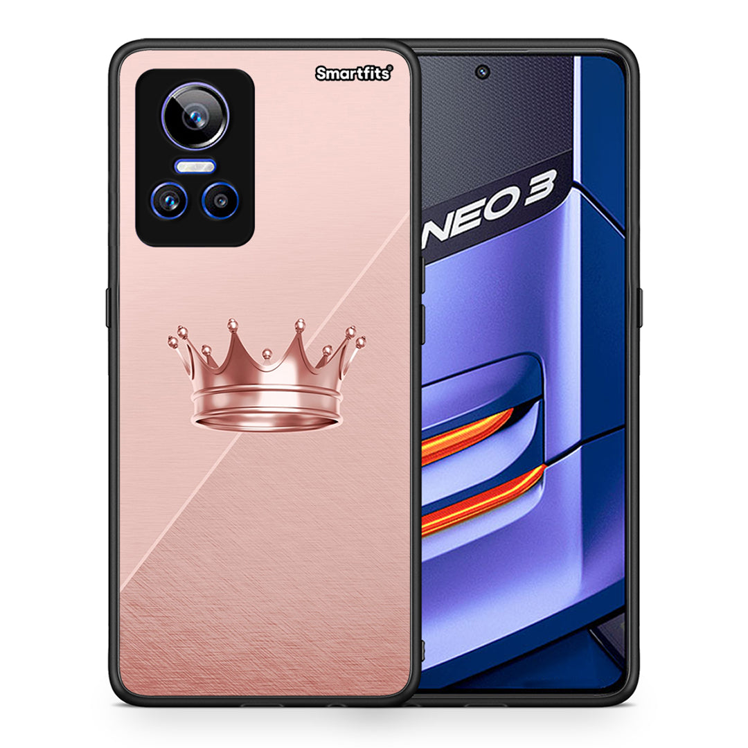 Θήκη Realme GT Neo 3 Crown Minimal από τη Smartfits με σχέδιο στο πίσω μέρος και μαύρο περίβλημα | Realme GT Neo 3 Crown Minimal case with colorful back and black bezels