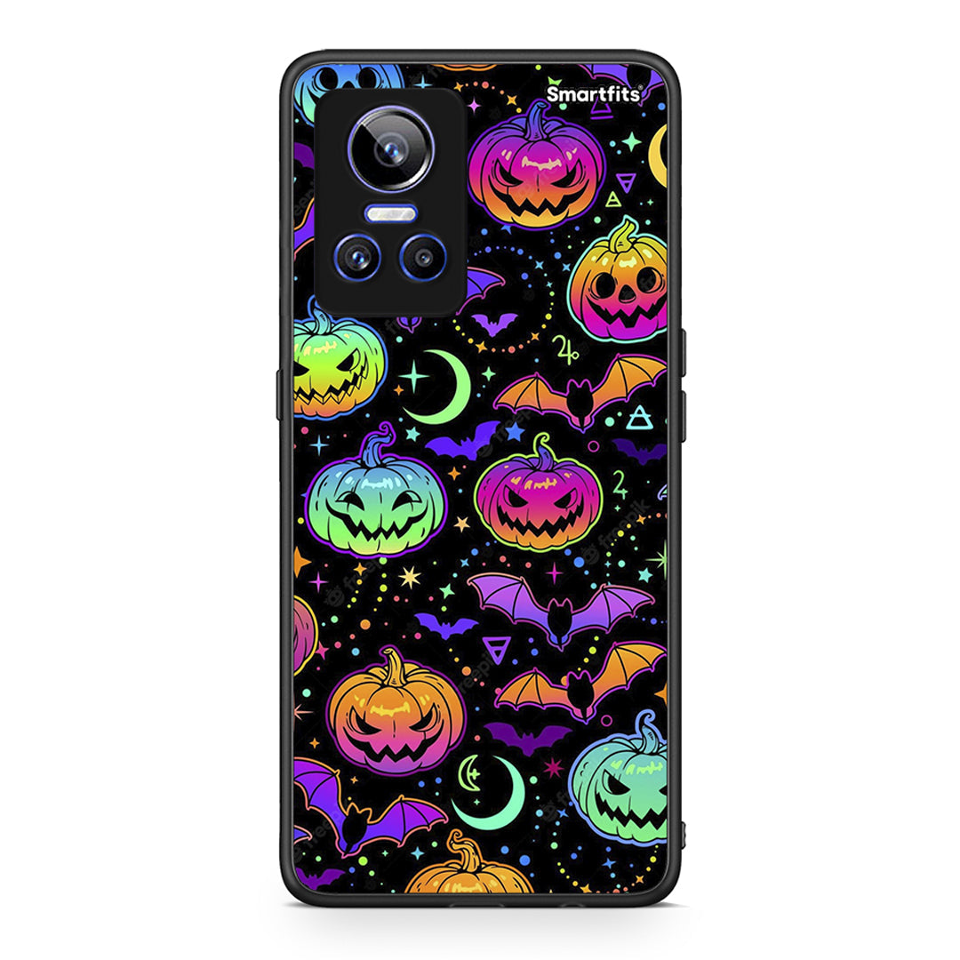 Realme GT Neo 3 Neon Halloween θήκη από τη Smartfits με σχέδιο στο πίσω μέρος και μαύρο περίβλημα | Smartphone case with colorful back and black bezels by Smartfits