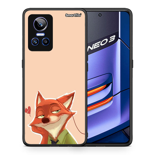 Θήκη Realme GT Neo 3 Nick Wilde And Judy Hopps Love 1 από τη Smartfits με σχέδιο στο πίσω μέρος και μαύρο περίβλημα | Realme GT Neo 3 Nick Wilde And Judy Hopps Love 1 case with colorful back and black bezels