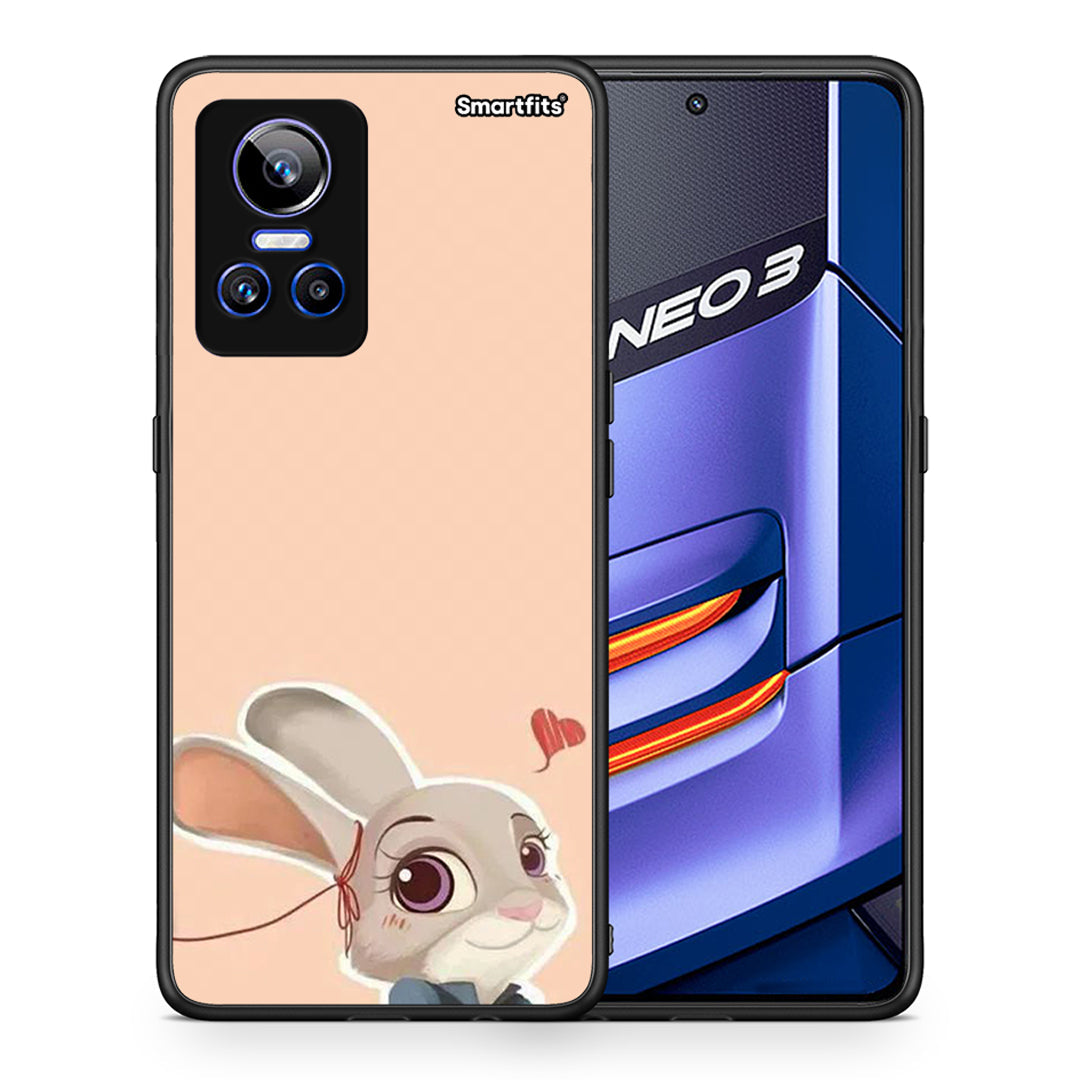 Θήκη Realme GT Neo 3 Nick Wilde And Judy Hopps Love 2 από τη Smartfits με σχέδιο στο πίσω μέρος και μαύρο περίβλημα | Realme GT Neo 3 Nick Wilde And Judy Hopps Love 2 case with colorful back and black bezels