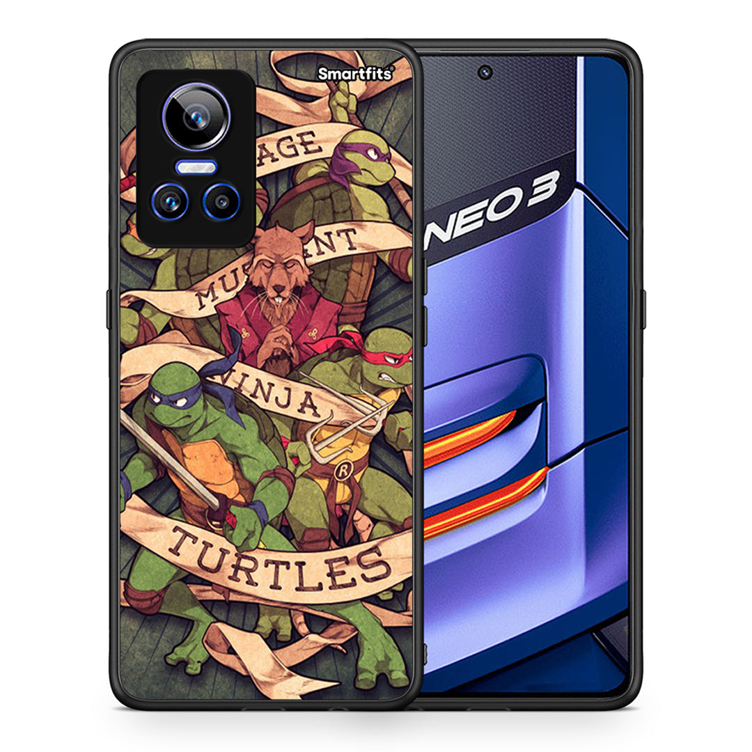 Θήκη Realme GT Neo 3 Ninja Turtles από τη Smartfits με σχέδιο στο πίσω μέρος και μαύρο περίβλημα | Realme GT Neo 3 Ninja Turtles case with colorful back and black bezels