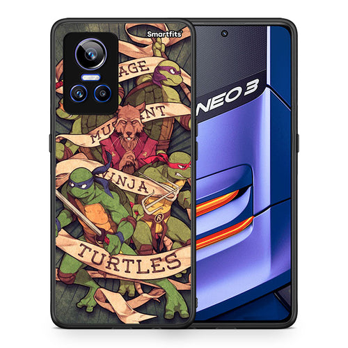 Θήκη Realme GT Neo 3 Ninja Turtles από τη Smartfits με σχέδιο στο πίσω μέρος και μαύρο περίβλημα | Realme GT Neo 3 Ninja Turtles case with colorful back and black bezels