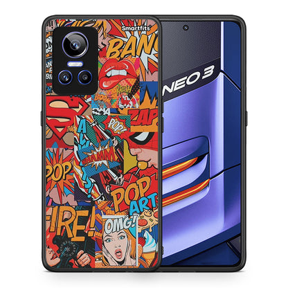 Θήκη Realme GT Neo 3 PopArt OMG από τη Smartfits με σχέδιο στο πίσω μέρος και μαύρο περίβλημα | Realme GT Neo 3 PopArt OMG case with colorful back and black bezels