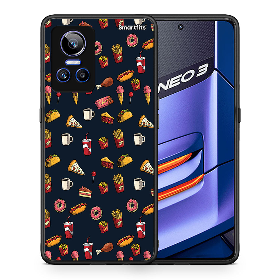 Θήκη Realme GT Neo 3 Hungry Random από τη Smartfits με σχέδιο στο πίσω μέρος και μαύρο περίβλημα | Realme GT Neo 3 Hungry Random case with colorful back and black bezels
