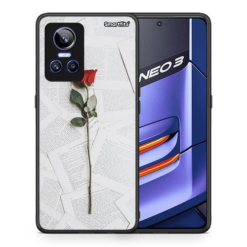 Θήκη Realme GT Neo 3 Red Rose από τη Smartfits με σχέδιο στο πίσω μέρος και μαύρο περίβλημα | Realme GT Neo 3 Red Rose case with colorful back and black bezels