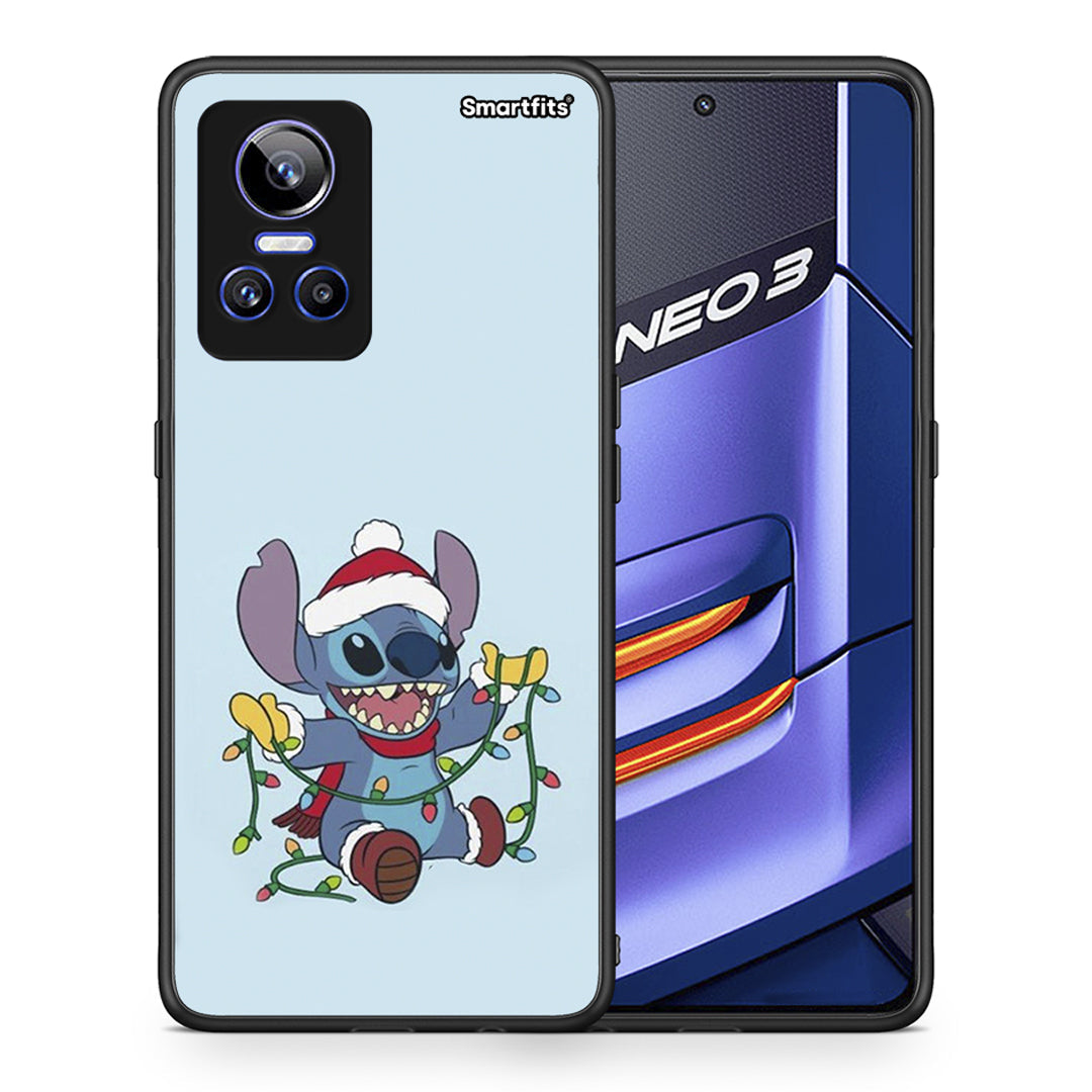 Θήκη Realme GT Neo 3 Santa Stich από τη Smartfits με σχέδιο στο πίσω μέρος και μαύρο περίβλημα | Realme GT Neo 3 Santa Stich case with colorful back and black bezels
