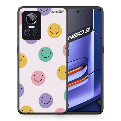 Θήκη Realme GT Neo 3 Smiley Faces από τη Smartfits με σχέδιο στο πίσω μέρος και μαύρο περίβλημα | Realme GT Neo 3 Smiley Faces case with colorful back and black bezels