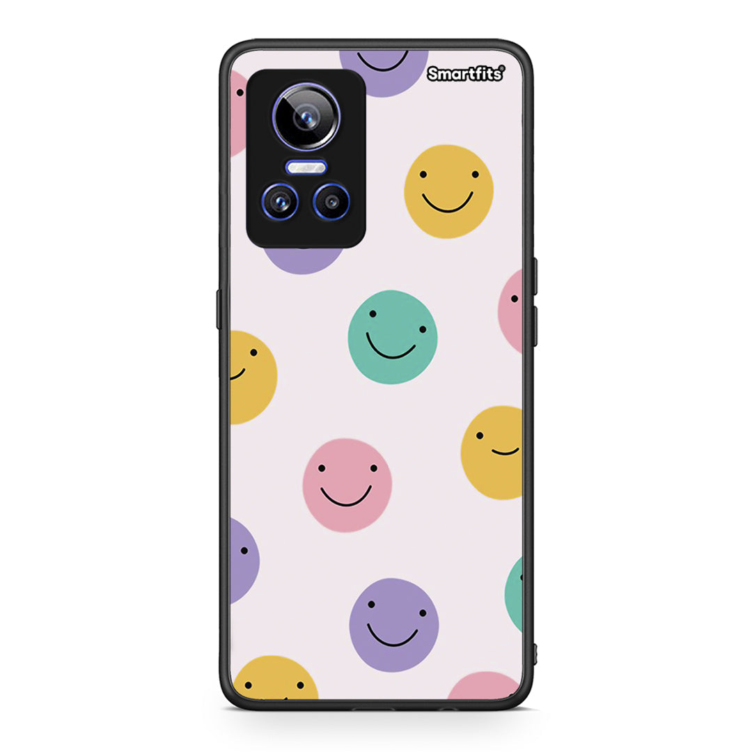 Realme GT Neo 3 Smiley Faces θήκη από τη Smartfits με σχέδιο στο πίσω μέρος και μαύρο περίβλημα | Smartphone case with colorful back and black bezels by Smartfits
