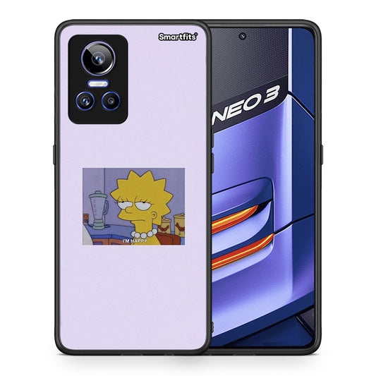 Θήκη Realme GT Neo 3 So Happy από τη Smartfits με σχέδιο στο πίσω μέρος και μαύρο περίβλημα | Realme GT Neo 3 So Happy case with colorful back and black bezels