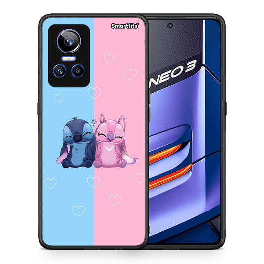 Θήκη Realme GT Neo 3 Stitch And Angel από τη Smartfits με σχέδιο στο πίσω μέρος και μαύρο περίβλημα | Realme GT Neo 3 Stitch And Angel case with colorful back and black bezels