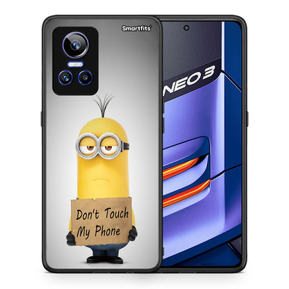 Θήκη Realme GT Neo 3 Minion Text από τη Smartfits με σχέδιο στο πίσω μέρος και μαύρο περίβλημα | Realme GT Neo 3 Minion Text case with colorful back and black bezels