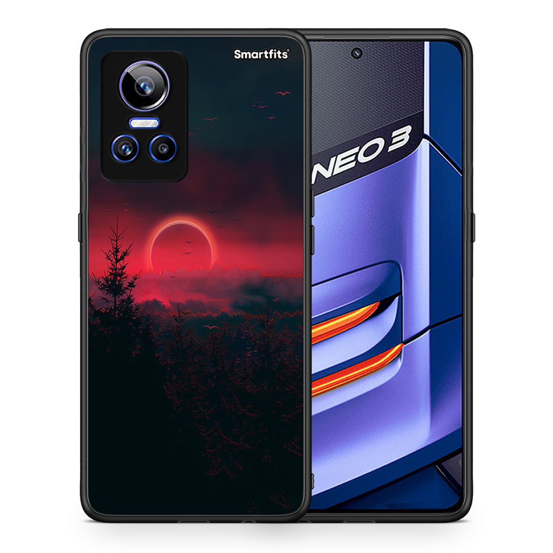 Θήκη Realme GT Neo 3 Sunset Tropic από τη Smartfits με σχέδιο στο πίσω μέρος και μαύρο περίβλημα | Realme GT Neo 3 Sunset Tropic case with colorful back and black bezels