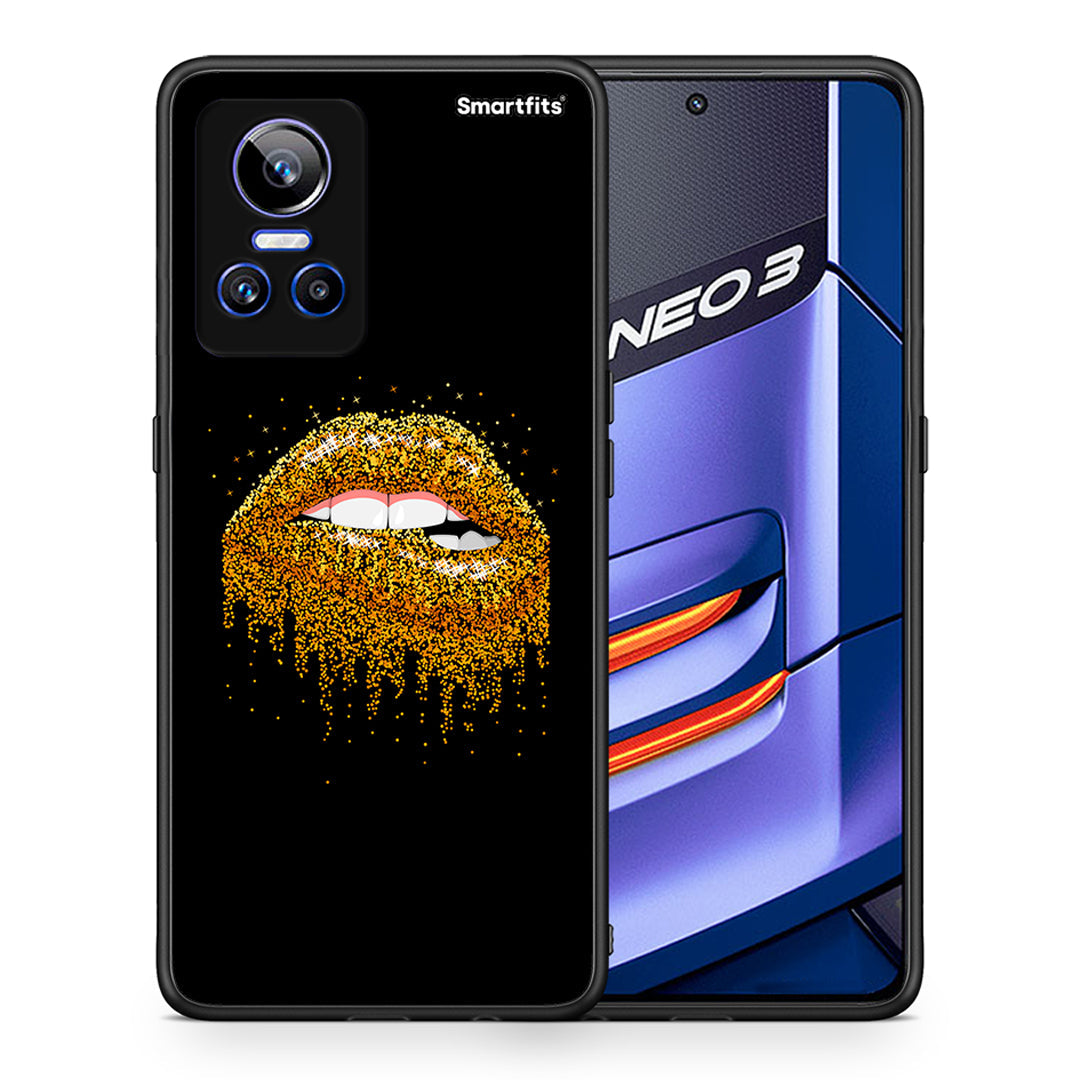 Θήκη Realme GT Neo 3 Golden Valentine από τη Smartfits με σχέδιο στο πίσω μέρος και μαύρο περίβλημα | Realme GT Neo 3 Golden Valentine case with colorful back and black bezels