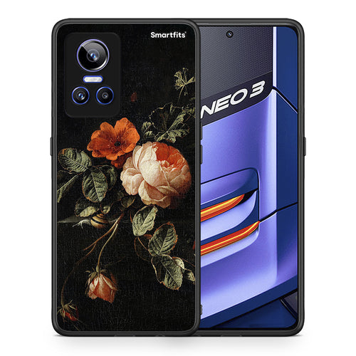 Θήκη Realme GT Neo 3 Vintage Roses από τη Smartfits με σχέδιο στο πίσω μέρος και μαύρο περίβλημα | Realme GT Neo 3 Vintage Roses case with colorful back and black bezels