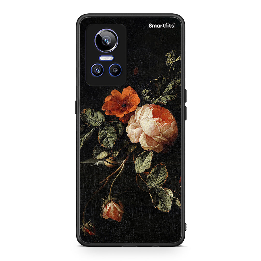Realme GT Neo 3 Vintage Roses θήκη από τη Smartfits με σχέδιο στο πίσω μέρος και μαύρο περίβλημα | Smartphone case with colorful back and black bezels by Smartfits