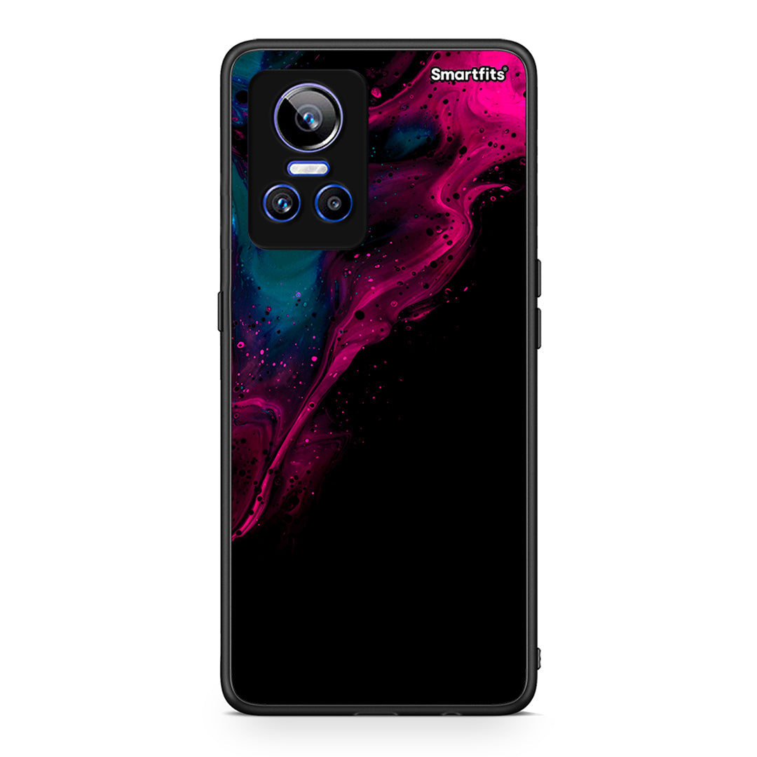 4 - Realme GT Neo 3 Pink Black Watercolor case, cover, bumper