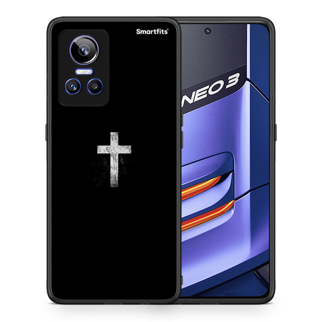 Θήκη Realme GT Neo 3 White Cross από τη Smartfits με σχέδιο στο πίσω μέρος και μαύρο περίβλημα | Realme GT Neo 3 White Cross case with colorful back and black bezels