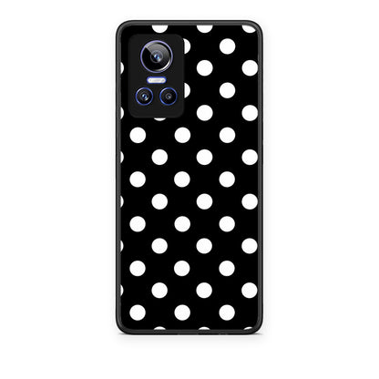Θήκη Realme GT Neo 3 White Polka Dots on Black από τη Smartfits με σχέδιο στο πίσω μέρος και μαύρο περίβλημα | Realme GT Neo 3 White Polka Dots on Black case with colorful back and black bezels