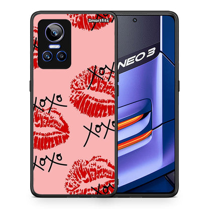 Θήκη Realme GT Neo 3 XOXO Lips από τη Smartfits με σχέδιο στο πίσω μέρος και μαύρο περίβλημα | Realme GT Neo 3 XOXO Lips case with colorful back and black bezels