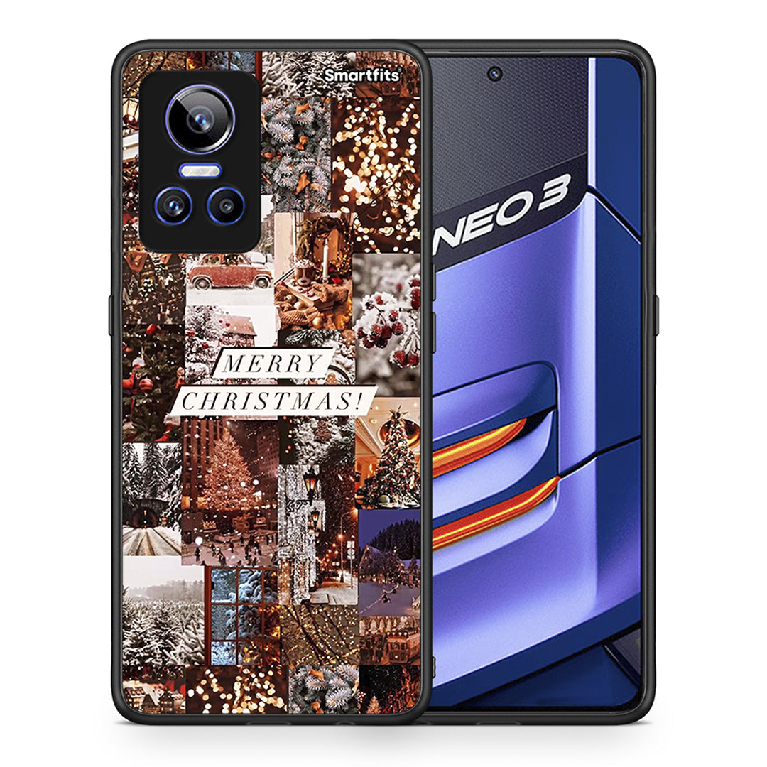 Θήκη Realme GT Neo 3 Xmas Collage από τη Smartfits με σχέδιο στο πίσω μέρος και μαύρο περίβλημα | Realme GT Neo 3 Xmas Collage case with colorful back and black bezels