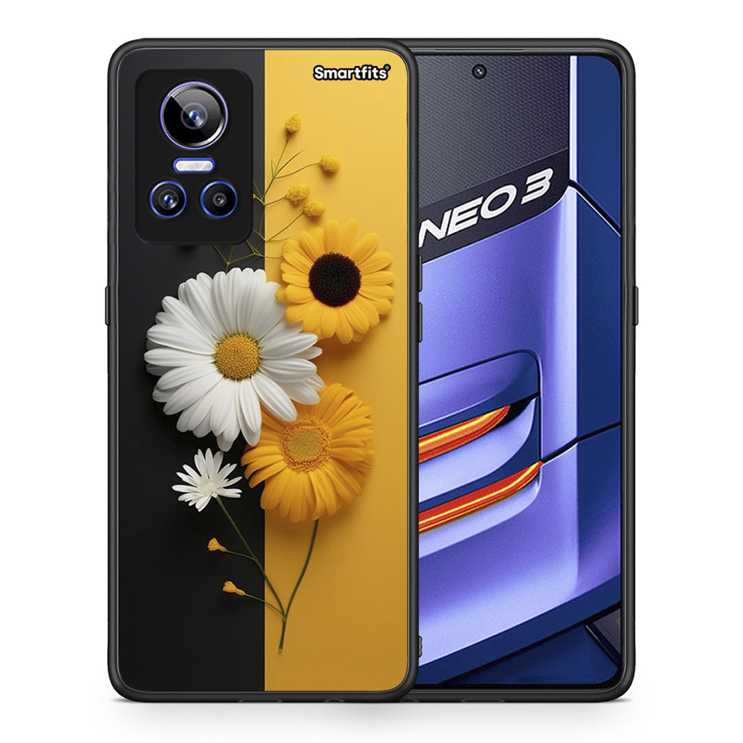 Θήκη Realme GT Neo 3 Yellow Daisies από τη Smartfits με σχέδιο στο πίσω μέρος και μαύρο περίβλημα | Realme GT Neo 3 Yellow Daisies case with colorful back and black bezels