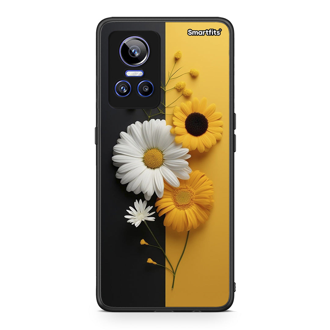 Realme GT Neo 3 Yellow Daisies θήκη από τη Smartfits με σχέδιο στο πίσω μέρος και μαύρο περίβλημα | Smartphone case with colorful back and black bezels by Smartfits