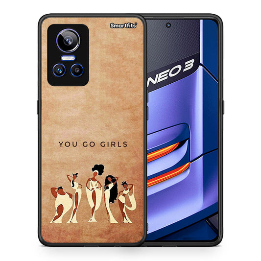 Θήκη Realme GT Neo 3 You Go Girl από τη Smartfits με σχέδιο στο πίσω μέρος και μαύρο περίβλημα | Realme GT Neo 3 You Go Girl case with colorful back and black bezels