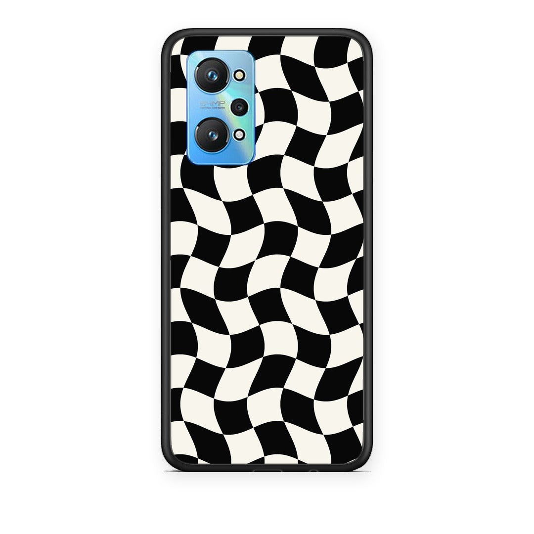 Θήκη Realme GT Neo 3T Black and Cream Wavy Checkerboard από τη Smartfits με σχέδιο στο πίσω μέρος και μαύρο περίβλημα | Realme GT Neo 3T Black and Cream Wavy Checkerboard case with colorful back and black bezels