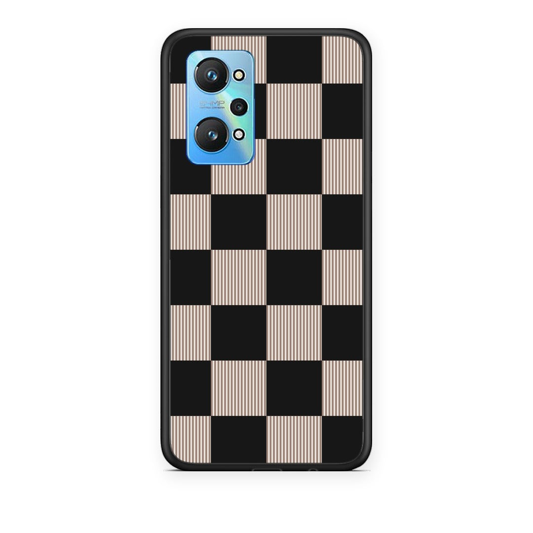 Θήκη Realme GT Neo 3T Black and Taupe Striped Checks από τη Smartfits με σχέδιο στο πίσω μέρος και μαύρο περίβλημα | Realme GT Neo 3T Black and Taupe Striped Checks case with colorful back and black bezels