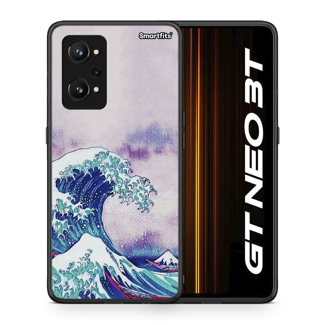 Θήκη Realme GT Neo 3T Blue Waves από τη Smartfits με σχέδιο στο πίσω μέρος και μαύρο περίβλημα | Realme GT Neo 3T Blue Waves case with colorful back and black bezels