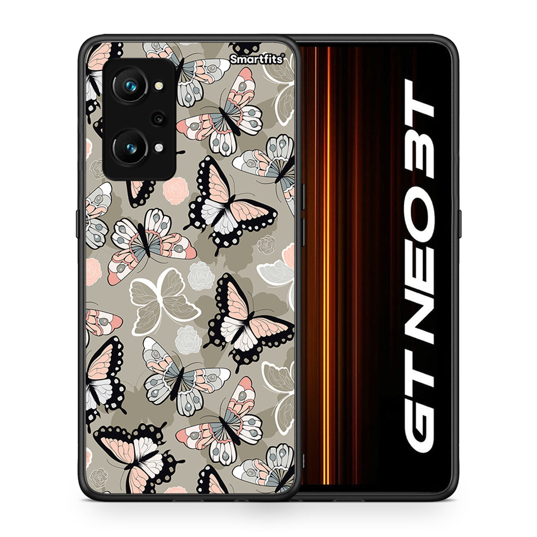 Θήκη Realme GT Neo 3T Butterflies Boho από τη Smartfits με σχέδιο στο πίσω μέρος και μαύρο περίβλημα | Realme GT Neo 3T Butterflies Boho case with colorful back and black bezels