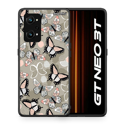 Θήκη Realme GT Neo 3T Butterflies Boho από τη Smartfits με σχέδιο στο πίσω μέρος και μαύρο περίβλημα | Realme GT Neo 3T Butterflies Boho case with colorful back and black bezels