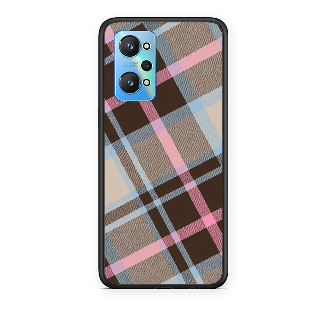 Θήκη Realme GT Neo 3T Brown Pink and Blue Diagonal Plaid από τη Smartfits με σχέδιο στο πίσω μέρος και μαύρο περίβλημα | Realme GT Neo 3T Brown Pink and Blue Diagonal Plaid case with colorful back and black bezels