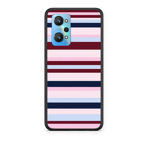 Θήκη Realme GT Neo 3T Burgundy Pink and Blue Horizontal Stripes από τη Smartfits με σχέδιο στο πίσω μέρος και μαύρο περίβλημα | Realme GT Neo 3T Burgundy Pink and Blue Horizontal Stripes case with colorful back and black bezels