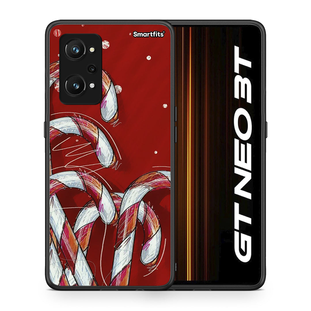 Θήκη Realme GT Neo 3T Candy Cane από τη Smartfits με σχέδιο στο πίσω μέρος και μαύρο περίβλημα | Realme GT Neo 3T Candy Cane case with colorful back and black bezels