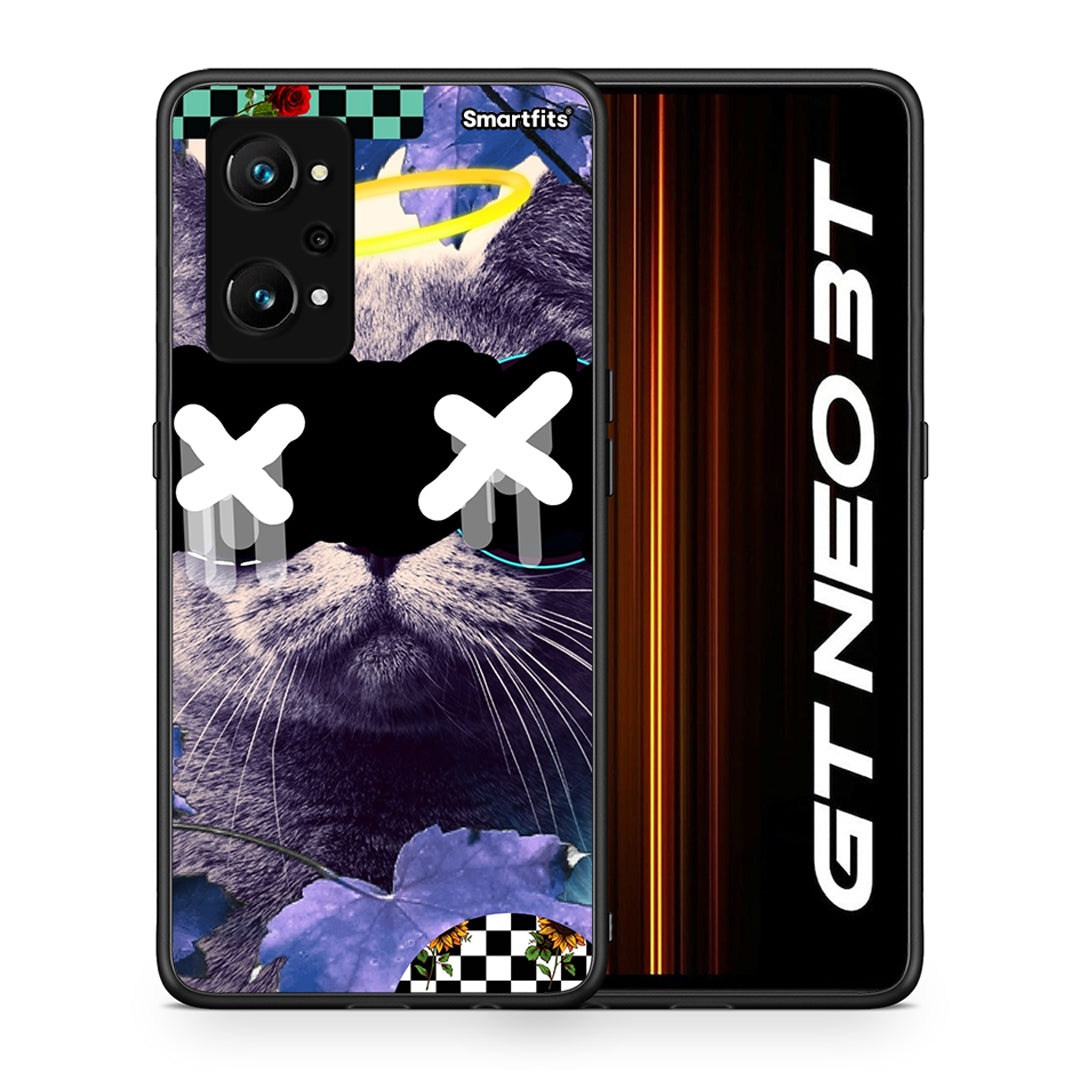 Θήκη Realme GT Neo 3T Cat Collage από τη Smartfits με σχέδιο στο πίσω μέρος και μαύρο περίβλημα | Realme GT Neo 3T Cat Collage case with colorful back and black bezels